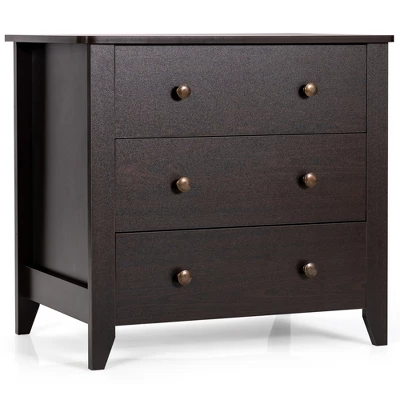Costway 3 Drawer Dresser Chest Of Drawers Bedside Table For Living Room Bedroom - Image 10