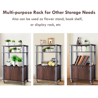 Costway Bakers Rack Microwave Oven Rack Shelves Kitchen Storage Organizer Metal White - Image 3