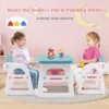 Costway 3-Piece Kids Table And Chair Set Toddler Activity Study Desk With Building Blocks