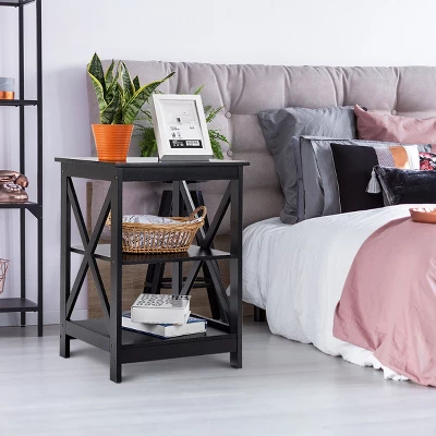 Costway 3-Tier Nightstand End Table Storage Display Shelf Living Room Furniture Espresso NEW - Image 7