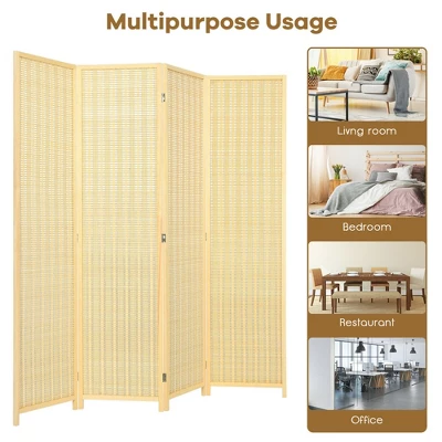 Costway 4 Panel Room Divider Screen Portable Folding 6 Ft Partition Screen - Image 6