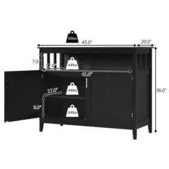 Costway Kitchen Sideboard Buffet Server Cupboard Storage Cabinet W/2 Doors Black