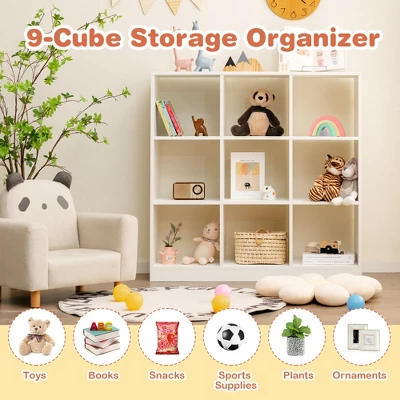 Costway Kids Toy Storage Organizer 9-Cube Kids Bookcase For Books Toys Ornaments - Image 5