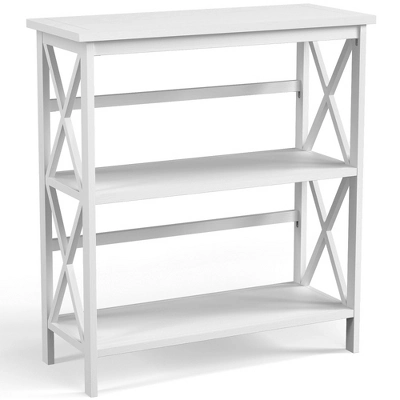 Costway 3-Tier Bookshelf Wooden Open Storage Bookcase For Home Office WhiteBlackCoffeeNatural - Image 13