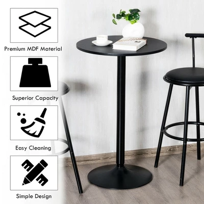 Costway 4 PCS Round Pub Table 24'' Bistro Bar Cocktail Table W/Metal Base Black - Image 6