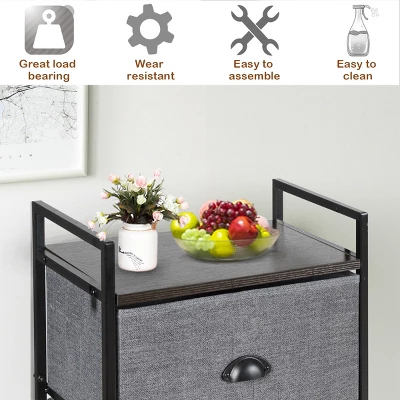 Costway 8 Drawer Fabric Dresser Hanger&Shoe Rack Multifunctional Storage Tower Metal - Image 5
