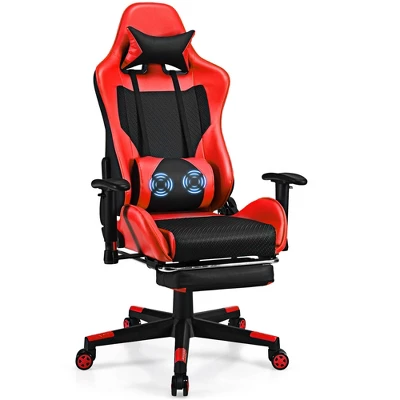 Costway Massage Gaming Chair Recliner Racing Chair W/ Massage Lumbar Support & Footrest - Image 10