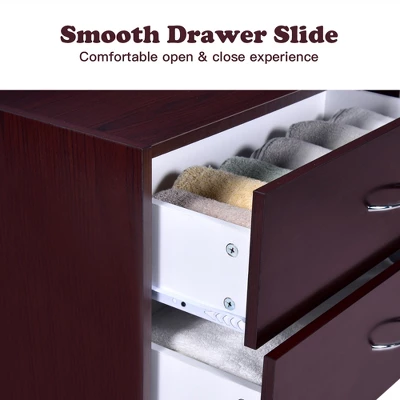 Costway 2-Drawer Dresser Horiztonal Organizer W/Handle Wood End Table Nightstand - Image 7