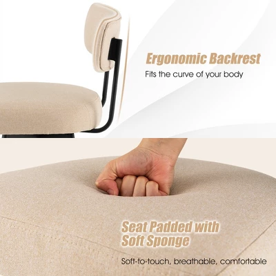 Costway Set Of 4 Swivel Bar Stools Counter Height Upholstered Kitchen Dining Chair Gray/Beige - Image 6