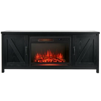 Costway 59'' Fireplace TV Stand W/ 25'' 1350W Electric Fireplace Heater Remote Control - Image 9