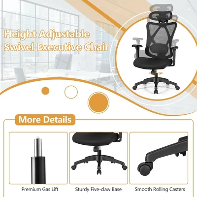 Costway Reclining Mesh Office Chair Swivel Chair W/ Adjustable Lumbar Support - Image 8