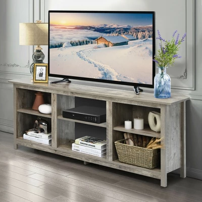 Costway 58'' 2-Tier TV Stand Entertainment Media Center Console Up To 65'' Grey - Image 2