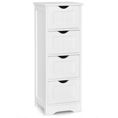 Costway White Floor Storage Cabinet Bathroom Organizer Free Standing 2/3/4 Drawers - Image 9