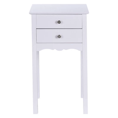 Costway Side Table End Accent Table Night Stand W/ 2 Drawers Furniture White - Image 7