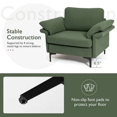 Costway Set Of 2 Upholstered Single Sofa Fabric Accent Armchair Metal Legs - Image 4