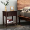 Costway 2PCS Nightstand Sofa End Side Table W/ Storage Drawer Bottom Shelf Espresso