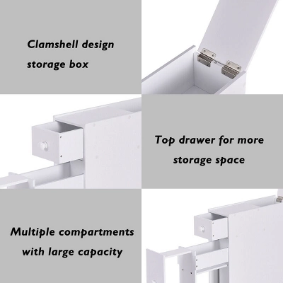 Narrow Wood Floor Bathroom Storage Cabinet Holder Organizer - Image 8