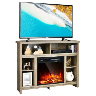 Costway 41.5'' Corner Fireplace TV Stand Storage Cabinet Electric Space Heater - Image 4