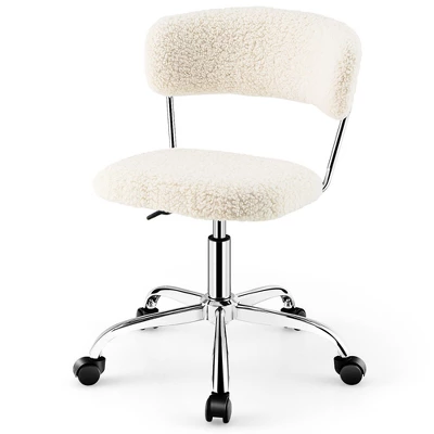 Costway Computer Desk Chair Adjustable Faux Fur Office Chair Swivel Vanity Chair - Image 9