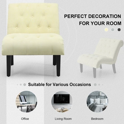 Costway Armless Accent Chair Upholstered Tufted Lounge Chair Wood Leg - Image 4