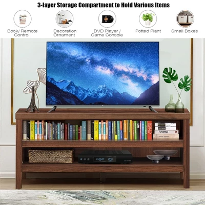 Costway 3-Tier TV Stand Console Cabinet For TV's Up To 45'' W/ Storage Shelves - Image 5