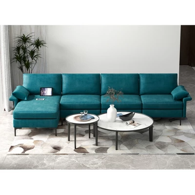 Costway Modern Modular L-shaped Sectional Sofa W/ Reversible Chaise & 4 USB Ports - Image 2