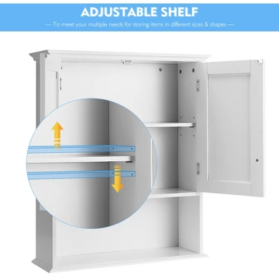 Costway Wall Mount Bathroom Cabinet Storage Organizer Medicine Cabinet White - Image 7