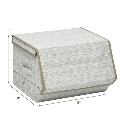 Costway Stackable Large Bins Cubes W/Lids Storage Organizers W/Linen&Oxford Fabric 4 Sets