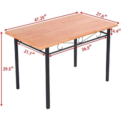 Costway 47'' Dining Table Modern Rectangular Kitchen With Spacious Tabletop & Steel Legs - Image 2