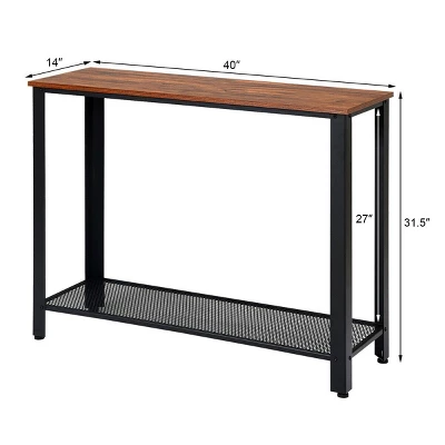 Costway Console Sofa Table W/ Storage Shelf Metal Frame Wood Look Entryway Table SilverBlack