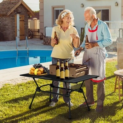 Costway Heavy-Duty Aluminum Camping Table, Folding Outdoor Picnic Table With Carrying Bag