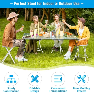 Costway Set Of 4 Portable Folding Stools 18'' Collapsible Round Stools White - Image 4