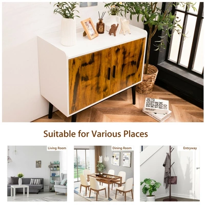 Costway Sideboard Buffet Storage Cabinet W/2 Door Metal Legs Accent Cabinet 32In - Image 7