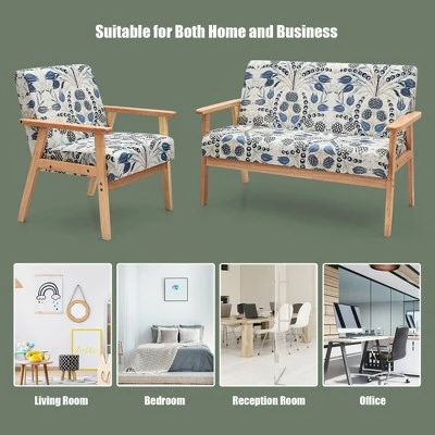 Costway Modern Living Room Sofa Set W/ Loveseat Sofa Couch & Accent Armchair - Image 7