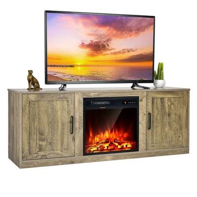 Costway 58'' Fireplace TV Stand Entertainment Console W/ 18'' Electric Fireplace - Image 12