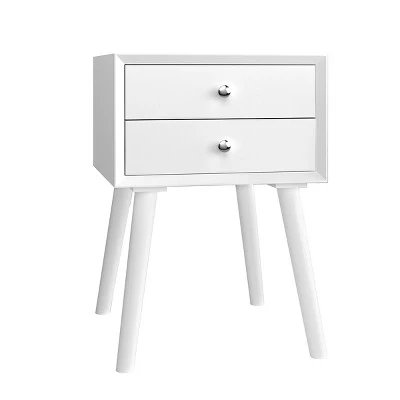 Costway End Table W/Drawers And Storage Wooden Mid-Century Accent Side Table Multipurpose For Bedroom, Living Room Home Furniture Nightstand - Image 12
