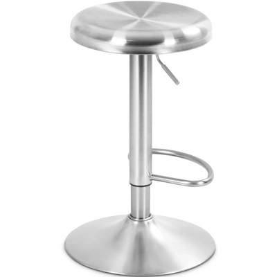 Costway 2 Pcs Brushed Stainless Steel Swivel Bar Stool Seat Adjustable Height Round Top - Image 6