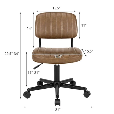 Costway PU Leather Office Chair Adjustable Swivel Task Chair W/ Backrest