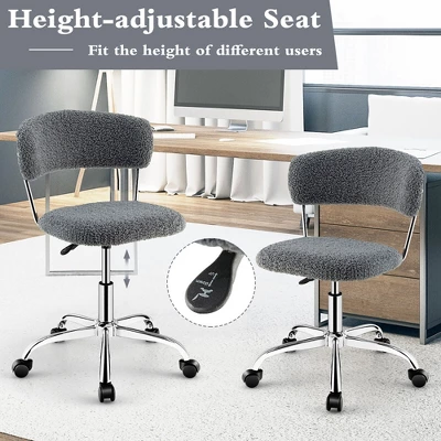 Costway Computer Desk Chair Adjustable Faux Fur Office Chair Swivel Vanity Chair - Image 5