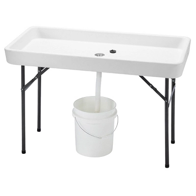 Costway 4 Foot Party Ice Folding Table Plastic With Matching Skirt White - Image 8