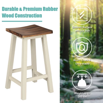 Costway 3-Piece Bar Table Set Counter Pub Table& 2 Saddle Bar Stools W/ Hanging Design - Image 6