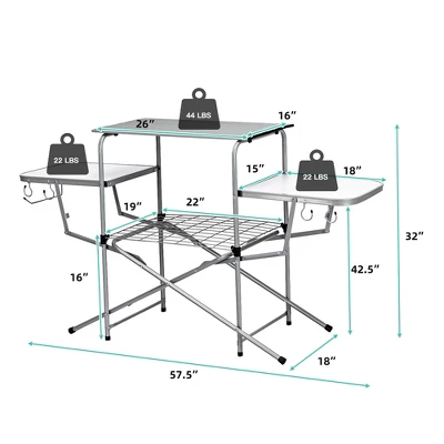 Costway Foldable Camping Table Outdoor Kitchen Portable Grilling Stand Folding BBQ Table - Image 7