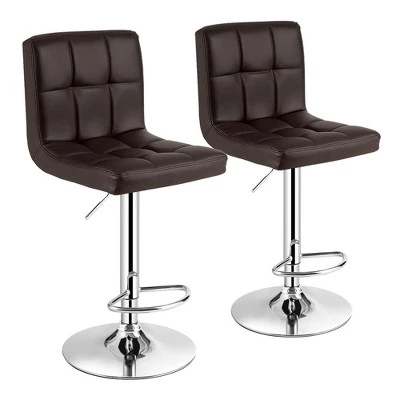 Costway Set Of 2 Adjustable Bar Stools PU Leather Swivel Kitchen Counter Pub Chair - Image 10