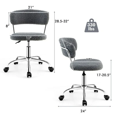 Costway Computer Desk Chair Adjustable Faux Fur Office Chair Swivel Vanity Chair - Image 2
