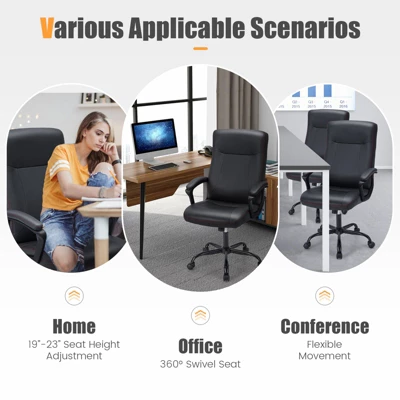 Costway Adjustable Home Office Computer Chair Swivel Rocking Executive Desk Chair With Arms - Image 9