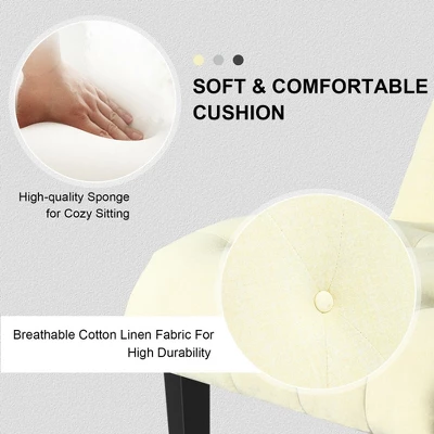 Costway Armless Accent Chair Upholstered Tufted Lounge Chair Wood Leg - Image 6