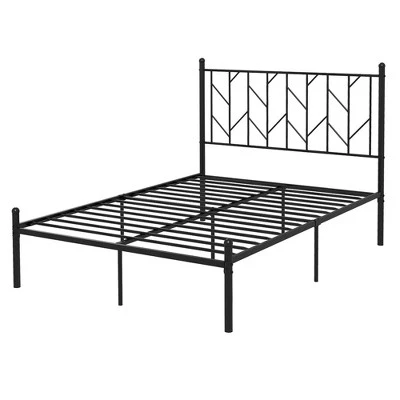 Costway Full/Qween/Twin Size Metal Platform Bed Frame Vintage Headboard Mattress Foundation Black - Image 9
