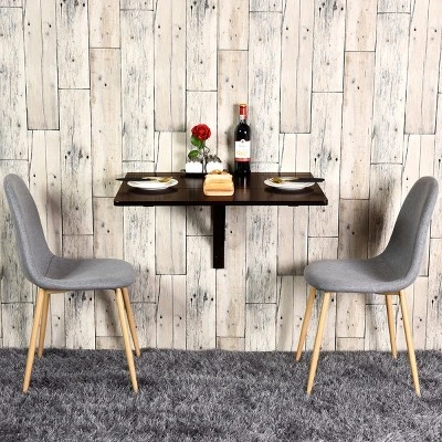 Costway Wall-Mounted Drop-Leaf Table Folding Kitchen Dining Table Desk Space Saver White/Pink/Coffee/Black - Image 3