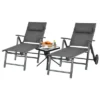 Costway 2PCS Patio Reclining Chaise Lounge Padded Chair Aluminum Adjust Pillow