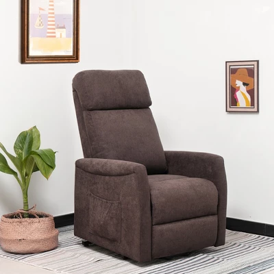 Costway Power Lift Recliner Chair For Elderly Living Room Chair W/ Remote Control GreyBrown - Image 2